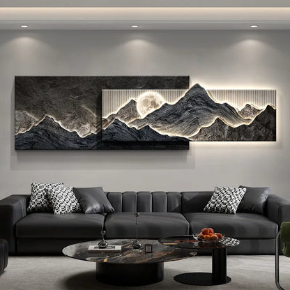 Modern Living Room Decoration Painting Led Luxury Sofa Background Wall Painting Lamp Landscape Luster Hanging Home Appliance