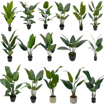 Live Natural Artificial Bird of Paradise Plant Bonsai Banana Tree Fake Leaf Trunk Indoor Outdoor Hotels Decor Greenery