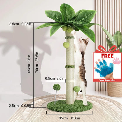 Cat Scratching Pos for Cats 65cm Tall Scratch Tree with Premium Sisal Rope Two Interactive Dangling Balls and Spring Ball Toys