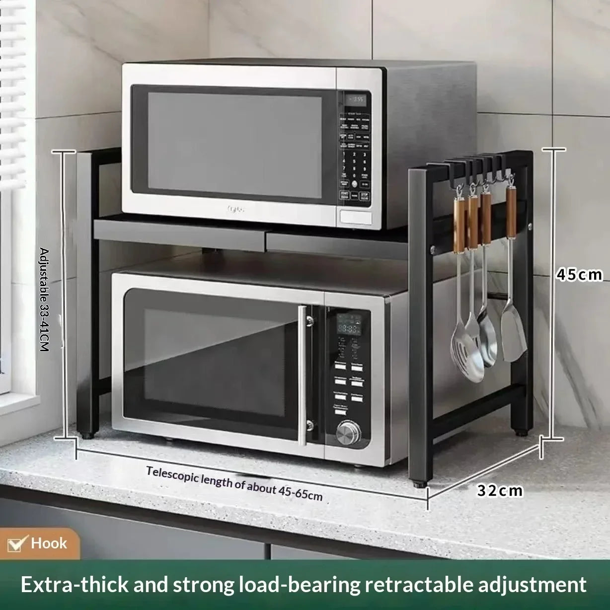 Kitchen Countertop 2Layer Microwave Oven Rack Shelf Seasoning Storage Holder Stand Household Kitchen Storage Organizer Furniture