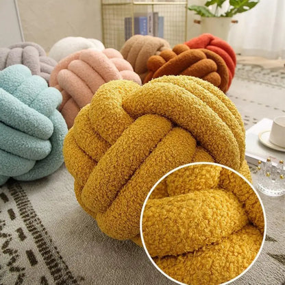 Knotted Ball Pillow Indeformable Eco-friendly Knotted Ball Plush Pillow Hand-woven Knotted Ball Back Throw Pillow