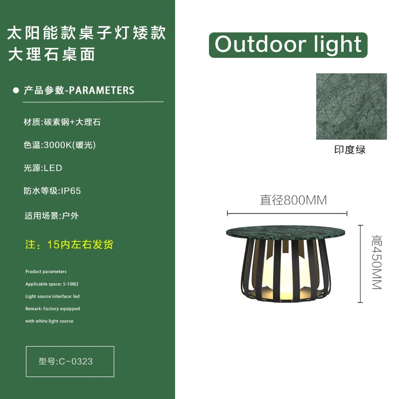 Solar waterproof courtyard outdoor table terrace floor-to-ceiling coffee table