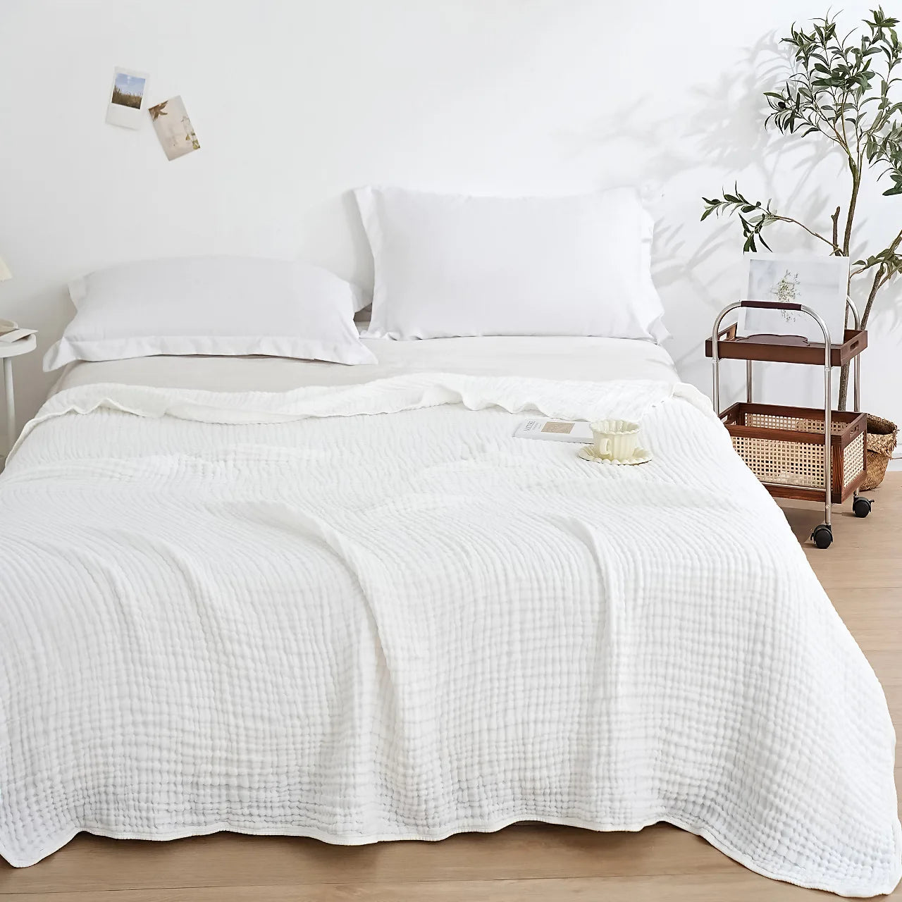 Plain Cotton Blanket Pure Cotton Plain Weave Fabric Waffle Quilt Adult Towel Six-layer Gauze Cover Blanket for All Seasons Sheet