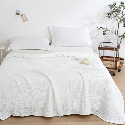 Plain Cotton Blanket Pure Cotton Plain Weave Fabric Waffle Quilt Adult Towel Six-layer Gauze Cover Blanket for All Seasons Sheet