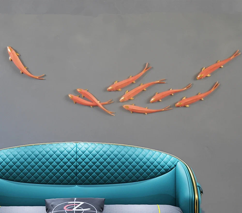 Living Room Background Wall Creative Decoration Wall Hanging Dining Room Wall Decoration Hanging Fish