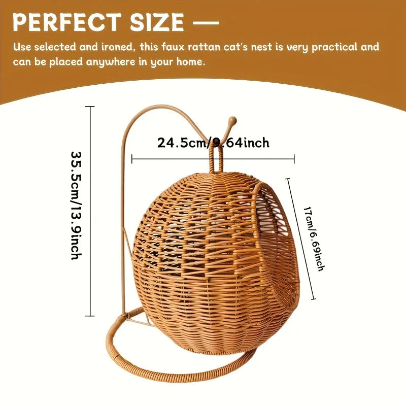 Luxury Hand Woven Cat Hammack Bed Pet Bed Storage Basket Comfortable Heavy Carton for Small Pets Pet Supplies