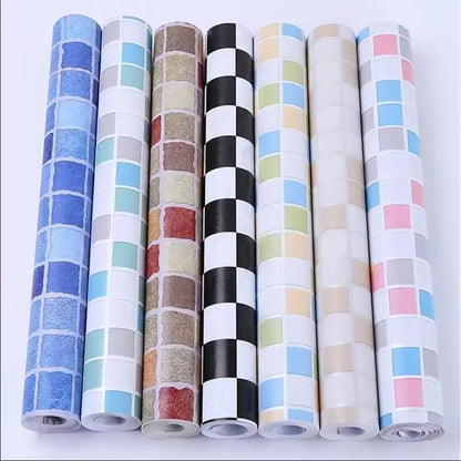 45CM self-adhesive wallpaper DIY grid background wall self-adhesive retro style home decor bedroom living room background wall