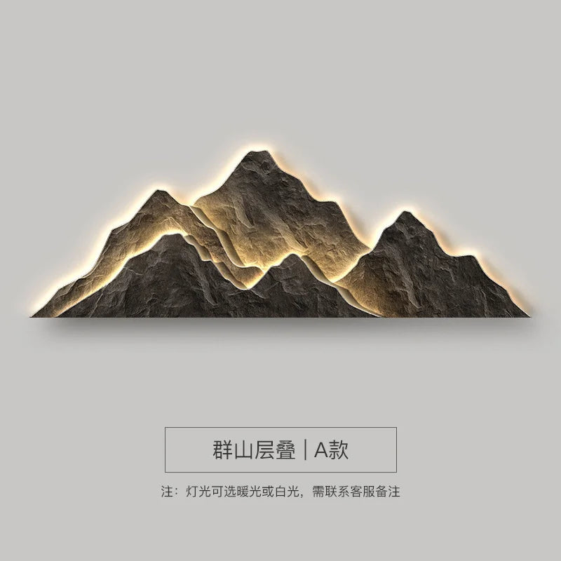 Modern Living Room Background Wall Lamp Mountains Full Moon Sconce Arts Prints Posters Lighting Bedside Mural Lamp Home Decor