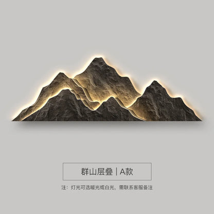 Modern Living Room Background Wall Lamp Mountains Full Moon Sconce Arts Prints Posters Lighting Bedside Mural Lamp Home Decor