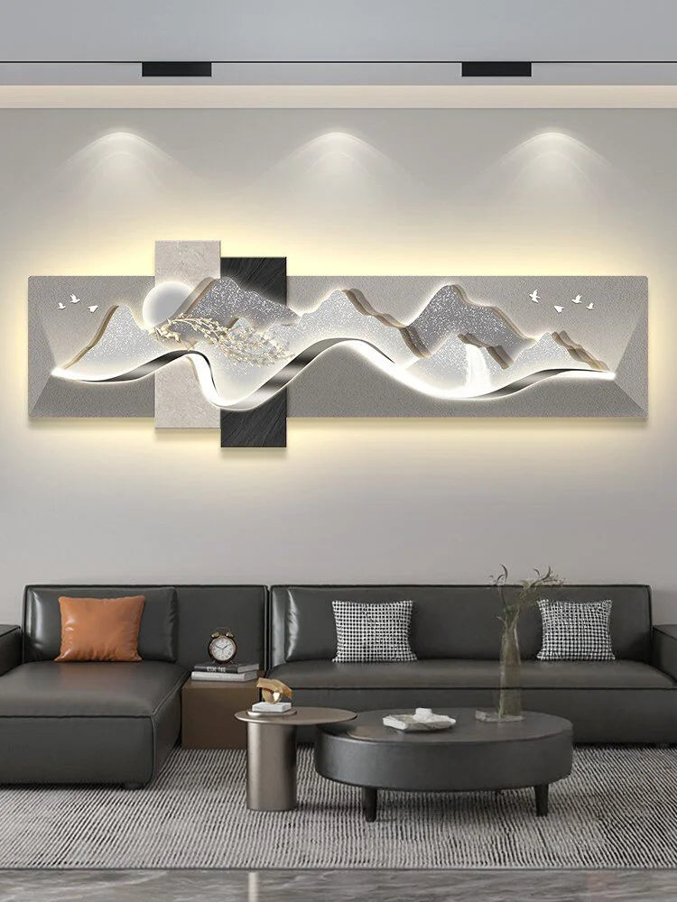 Modern Luxury Led Living Room Decoration Painting Background Wall Mural Simple High-End Banner Hanging Painting Home Appliance
