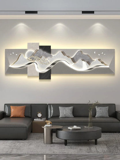 Modern Luxury Led Living Room Decoration Painting Background Wall Mural Simple High-End Banner Hanging Painting Home Appliance