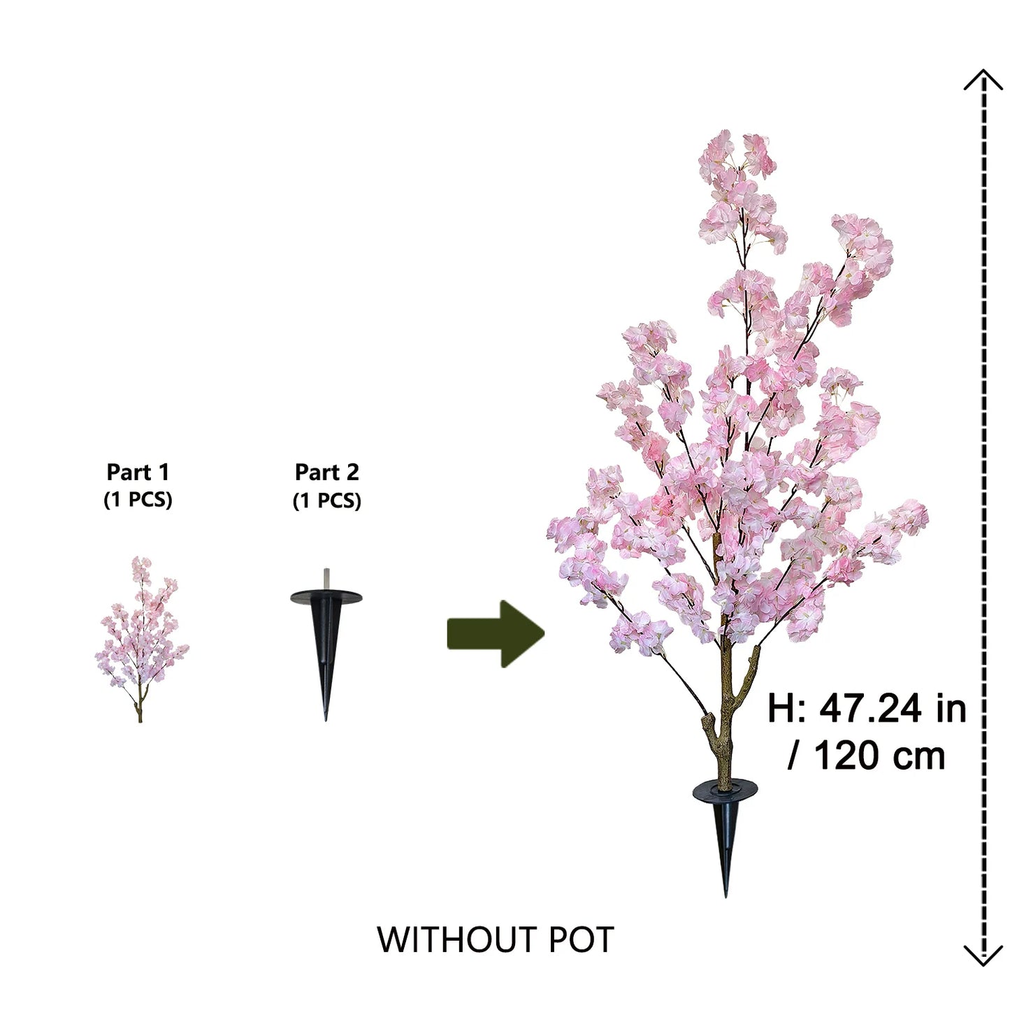 120-180cm Artificial Pink Cherry Tree Blossom Indoor Outdoor Fake Plant for Home Garden Living Room Decoration Wedding