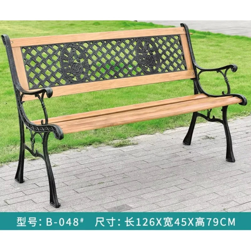 Modern Solid Wood Iron Outdoor Bench Traditional Design for Dining Courtyard Garden Park Restaurant Exterior Gym-Patio Benches