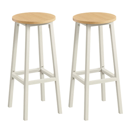 VASAGLE Bar Stools, Set of 2, Height 74 cm, Footrest, for Kitchen, Living Room, Dining Room