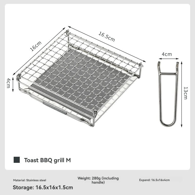 CAMPINGMOON Outdoor Camping 304 Stainless Steel Folding Toast Grill Net Uniform Baking Card style Gas Stove Grill Net