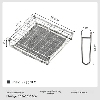 CAMPINGMOON Outdoor Camping 304 Stainless Steel Folding Toast Grill Net Uniform Baking Card style Gas Stove Grill Net