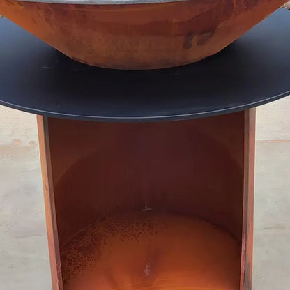 Large Corten Steel Fire Pit Outdoor Wood Burning Brazier BBQ Grill For Garden Backyard Patio Camping Cooking