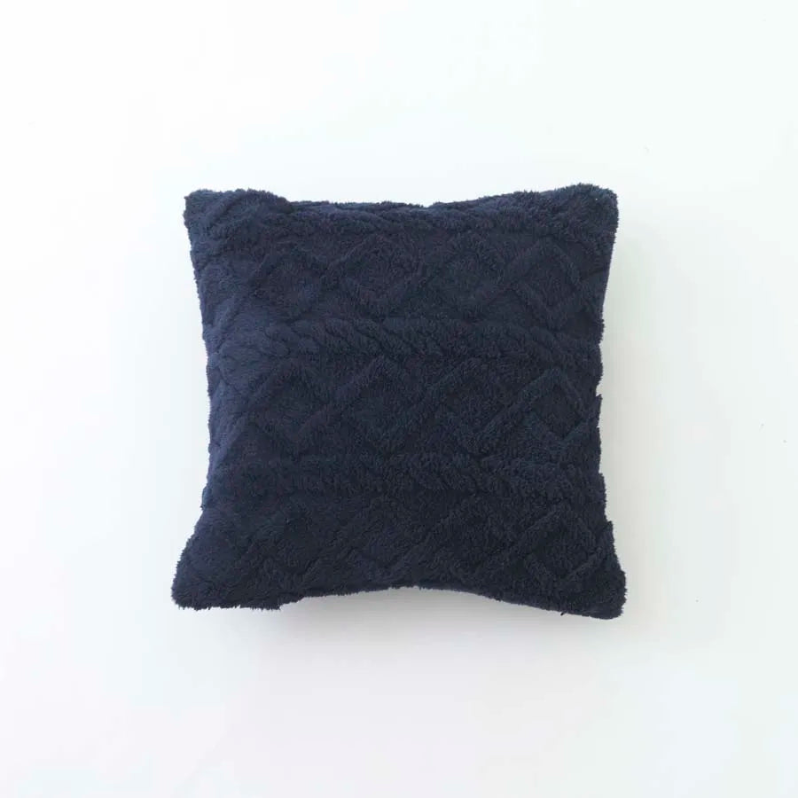 CANIRICA Throw Pillow Cover Cushion for Indoor Sofa Geometric Patterns Plush Faux Wool Pillow Covers Home Decorative 50x50cm