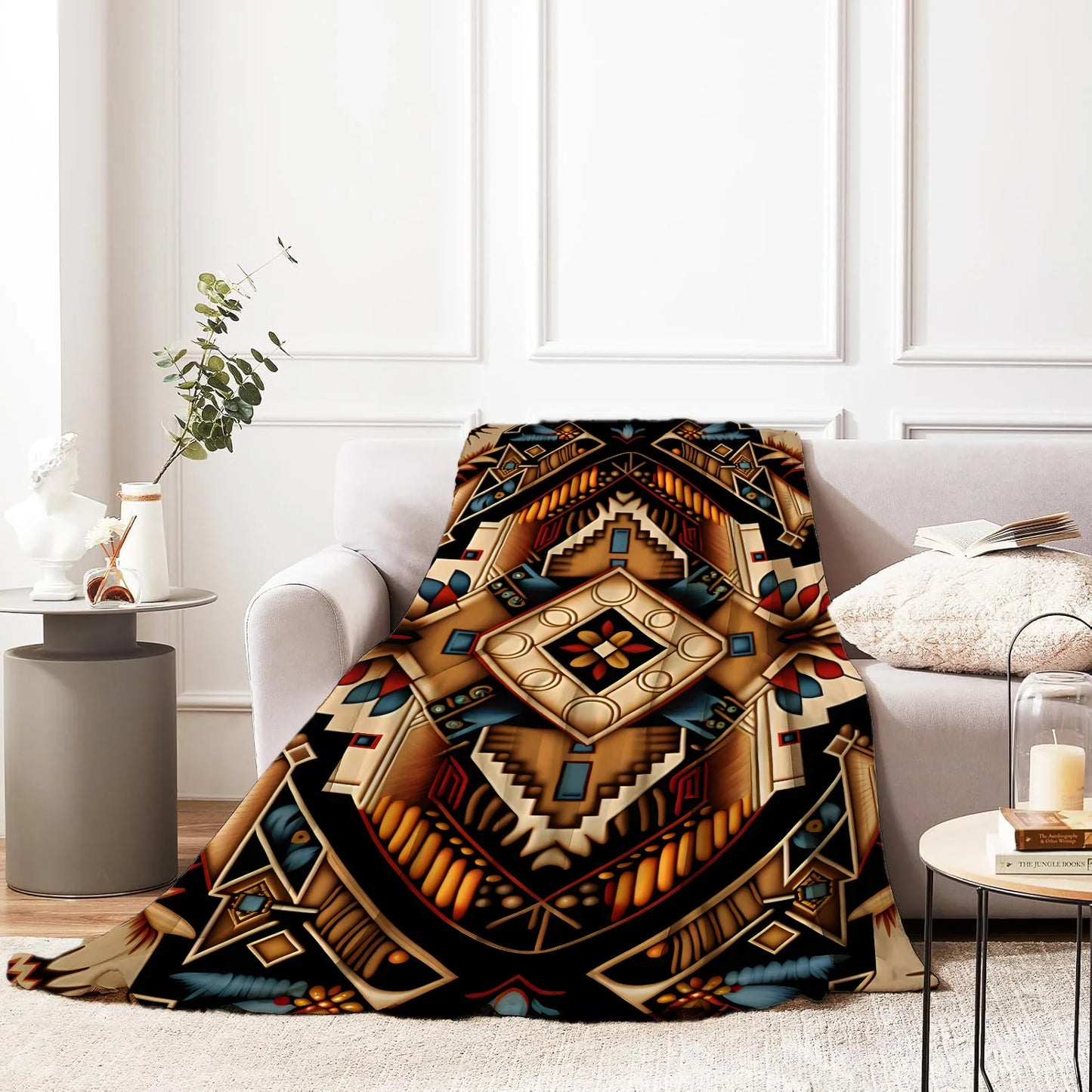 Flannel Throw Blanket Ethnic Patterns Print Blanket Super Soft Cozy Sofa Nap Blanket Home Blanket Perfect Home Gift for Her