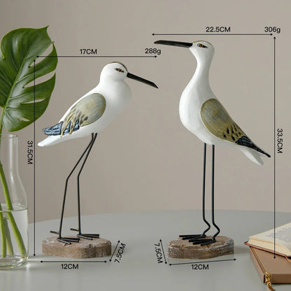 Mediterranean Style Creative Tall Bird Wooden Sculpture Desk Decoration Office Gift Retro Ornaments Exquisite Carving