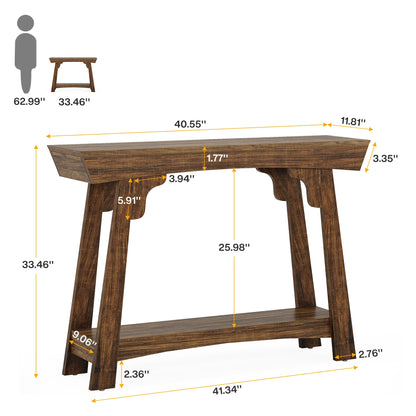 Tribesigns 41.3" Wood Console Table, 2-Tier Entryway Table with Storage Shelf, Farmhouse Narrow Sofa Table Behind Couch