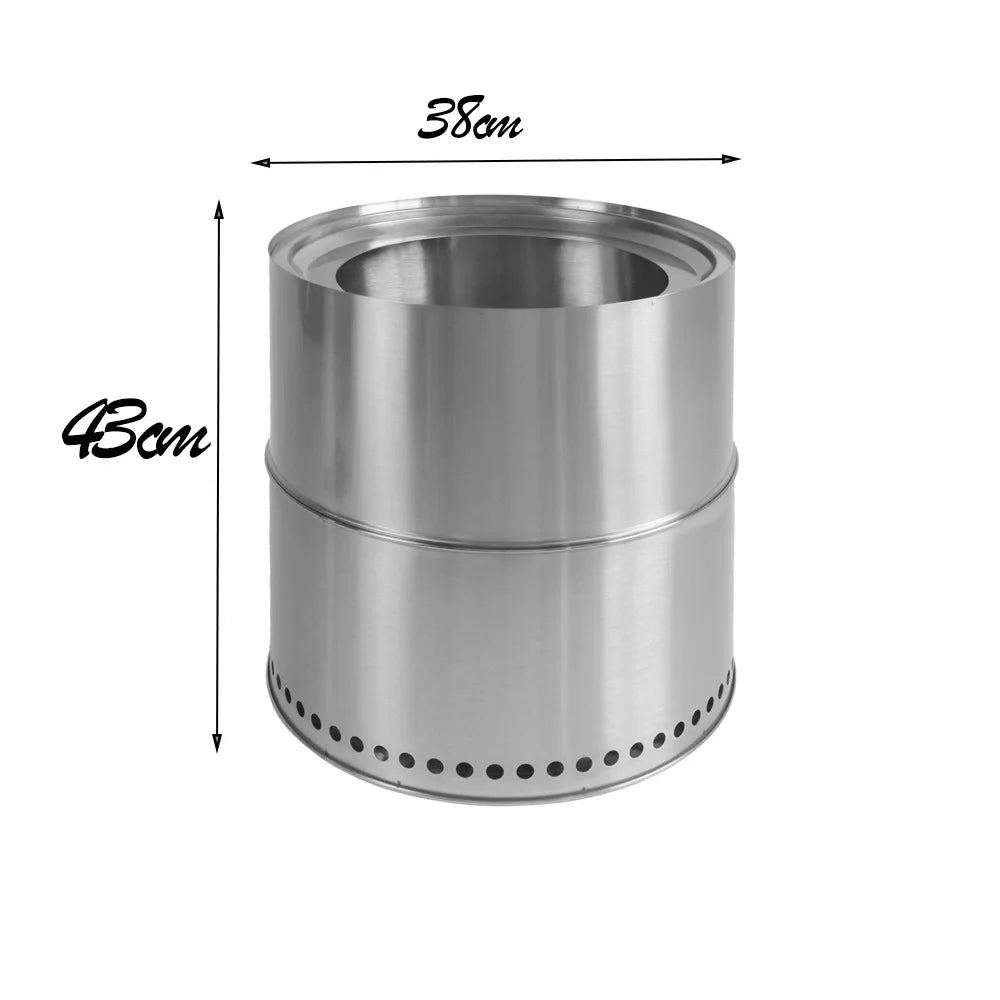 Stainless Steel Round Split Wood Stove Home Yard Bonfire BBQ Stove Winter Camping Heating Stove Fire Pit