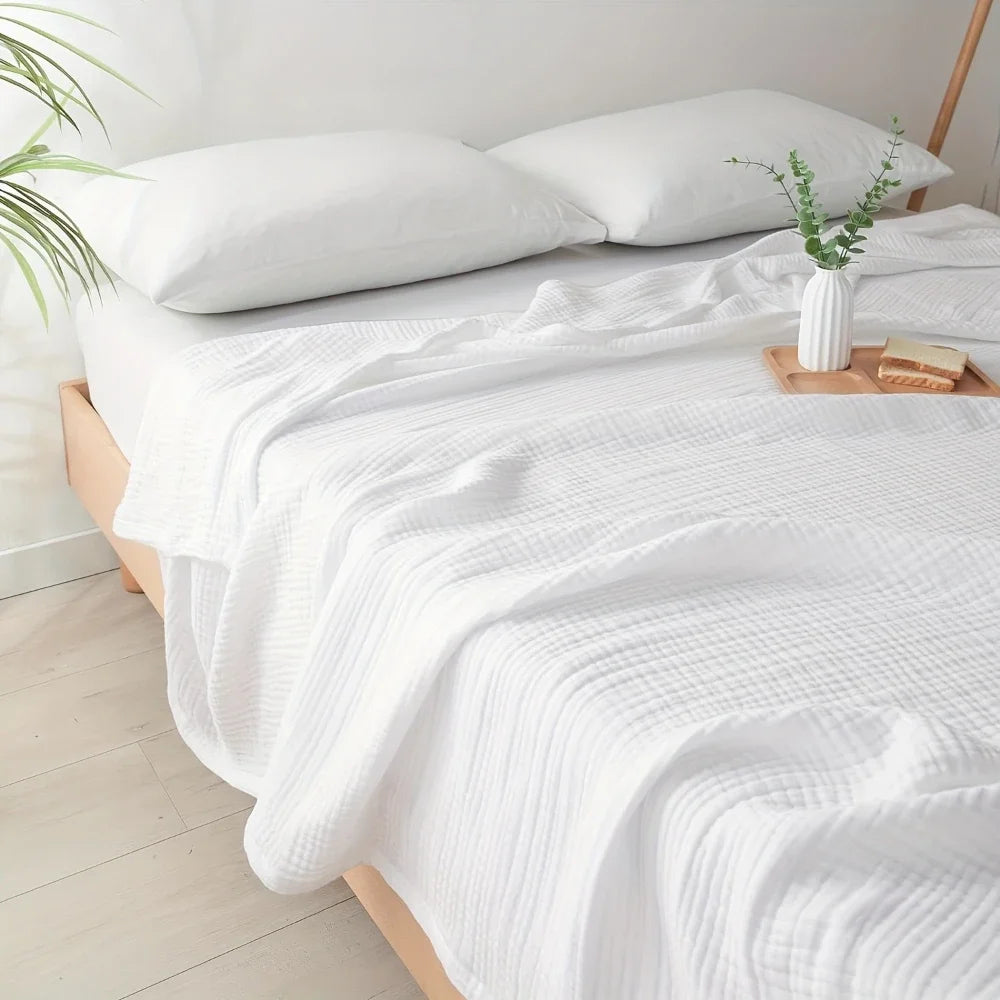 Large 6-Layer Gauze Blanket All-Season Soft Breathable for Adults Sofa or Bed Bedding Hand Wash Only Neutral Beige for Men Women