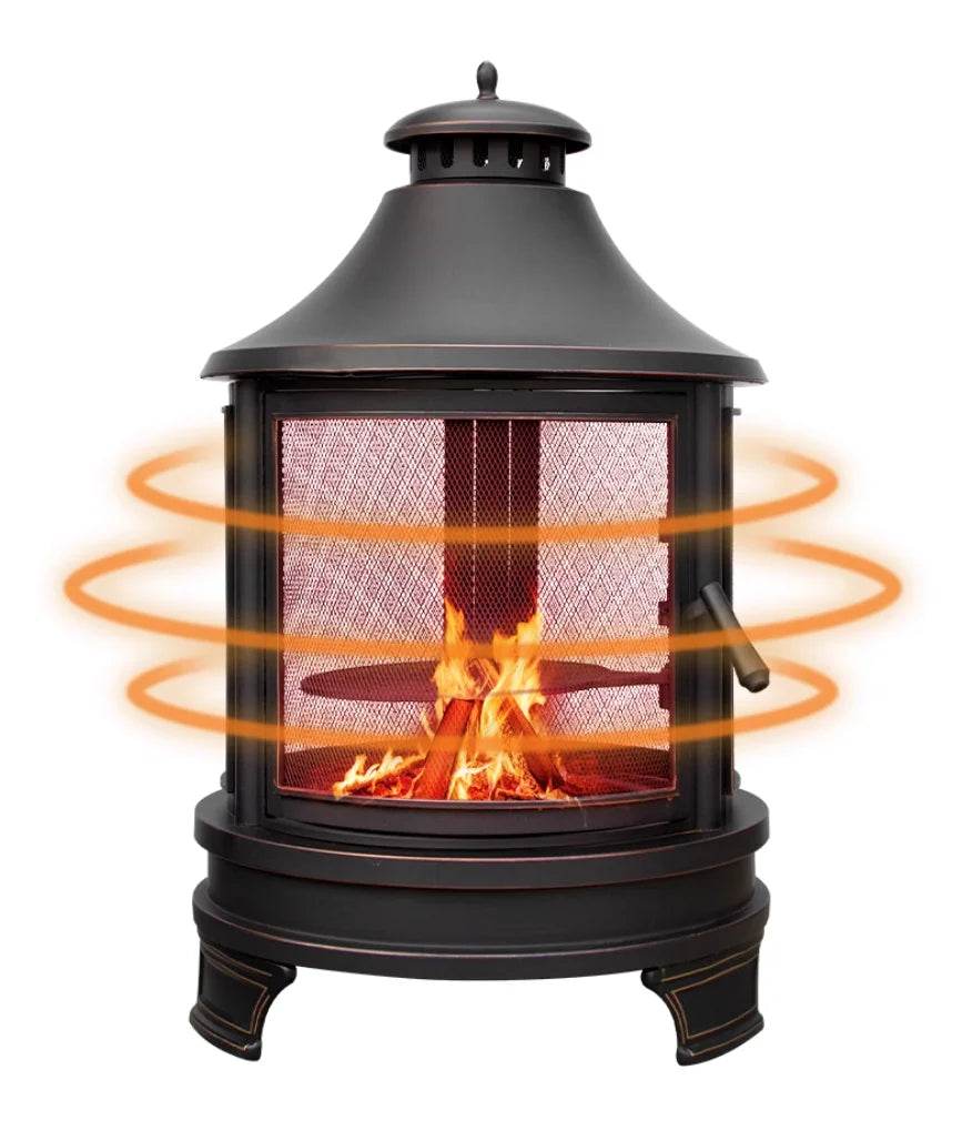 Outdoor Wood-Burning Campfire Stove Courtyard Fire Pit with Tea Stove and Barbecue Grill Home Fireplace for Camping Grills
