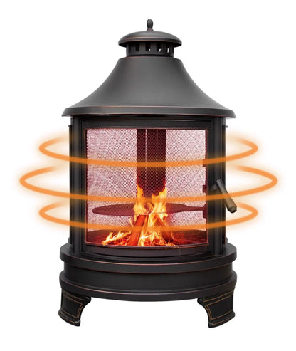 Outdoor Wood-Burning Campfire Stove Courtyard Fire Pit with Tea Stove and Barbecue Grill Home Fireplace for Camping Grills