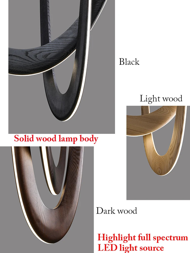 Modern U-shaped Wooden LED Pendant Lights Indoor Hanging Lamp Living Sitting Room Lobby Kitchen Island Dining Living Room Office