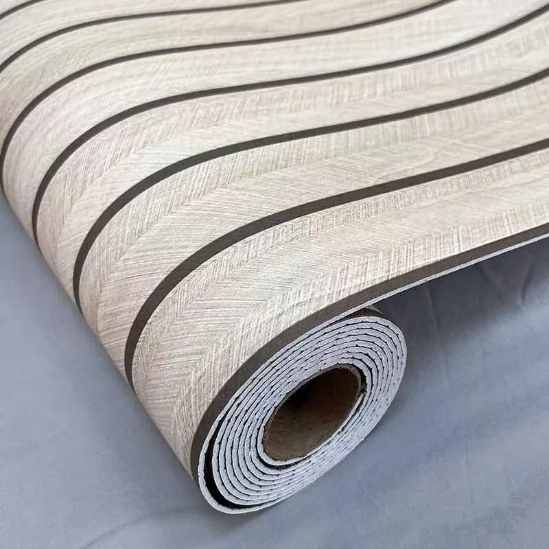 Self-Adhesive Wood Grain Wall Panels Vinyl with Vertical Slats Wallpaper for Living Room Bedroom Kitchen Bathroom TV Backsplash