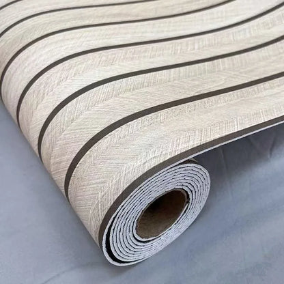 Self-Adhesive Wood Grain Wall Panels Vinyl with Vertical Slats Wallpaper for Living Room Bedroom Kitchen Bathroom TV Backsplash