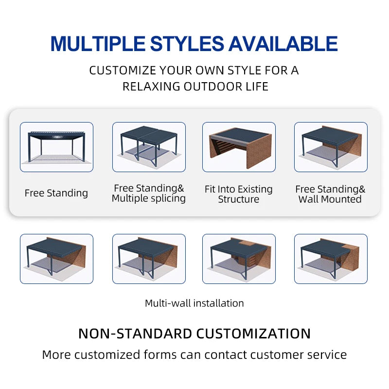 Aluminium Adjustable Louvered Outdoor Waterproof Patio Gazebo with Bioclimatic Function for Garden Decor in European Regions per