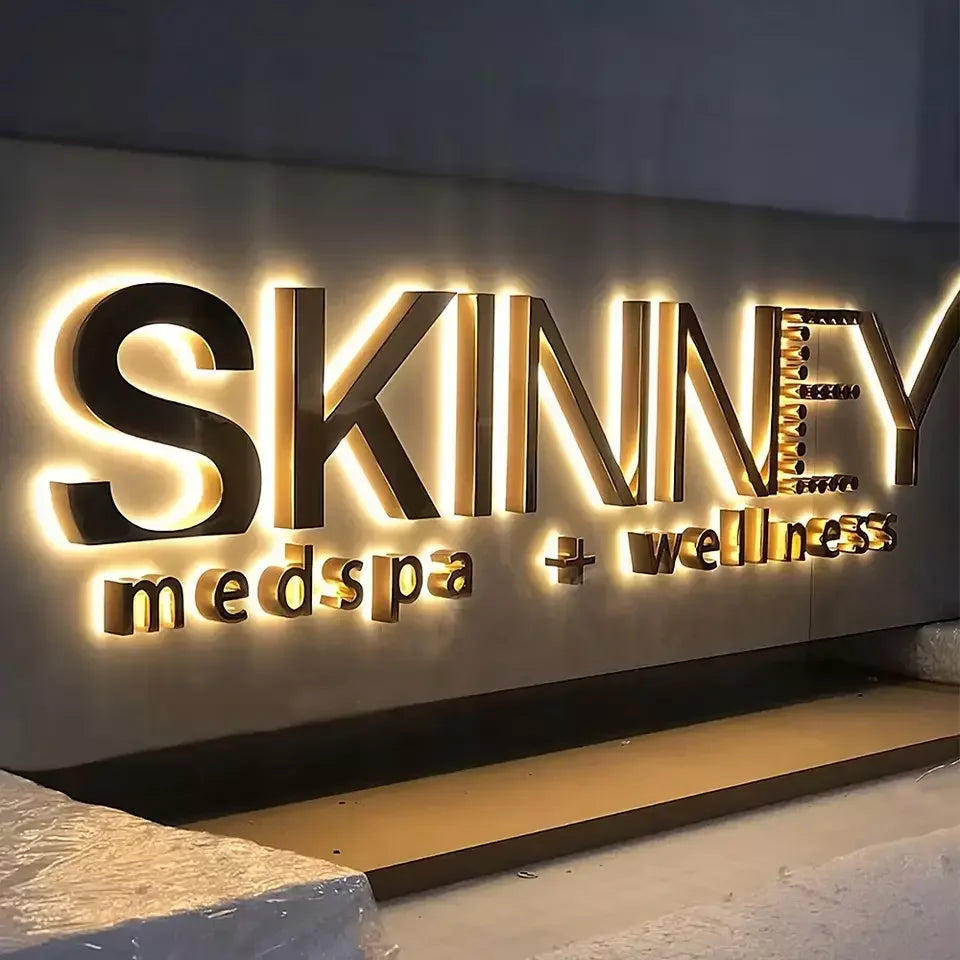 Custom 3D Letter Business Large Illuminated Sign Metal Backlit Signage LED for Store Company Signage Metal Neon LED Sign Outdoor