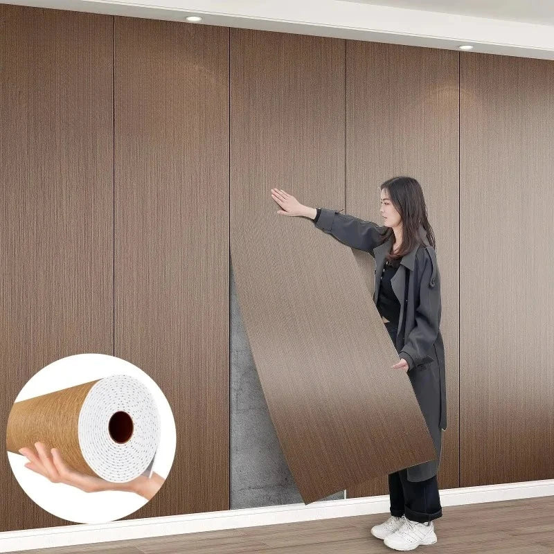Waterproof Thick Self Adhesive Wallpaper Faux Wood Grain Peel and Stick Furniture Renovation Veneer for Accent Wall