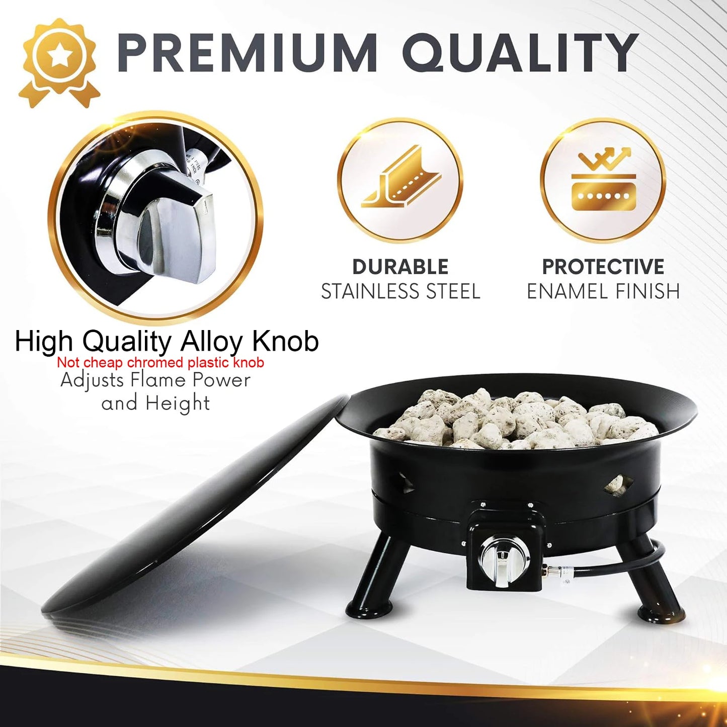 RTS 24inch Gas Fire Pit Camping Portable Fire Pit Backyard Patio Fire Pit Outdoor with Steel burner