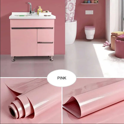 Cabinet Self-adhesive Paper Furniture Renovation Waterproof Thick Paint Wallpaper Pearlescent Wardrobe Solid Color PVC Wallpaper