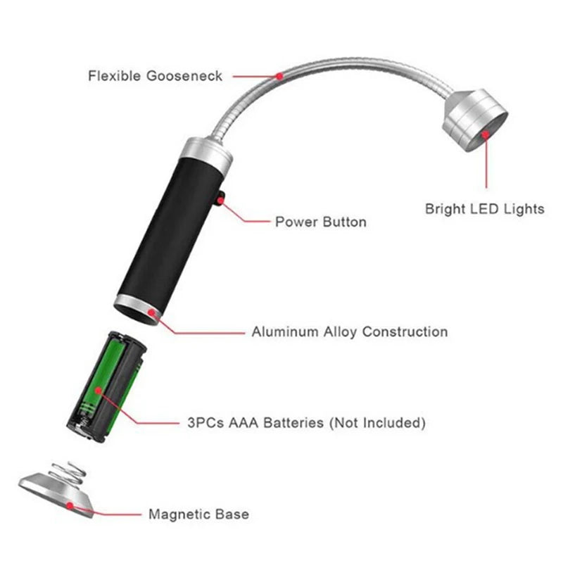 BBQ Grill Light Soft Tube Lighting Lamp 360° Adjustable Super-Bright 9 LED Flashlight Magnetic Base Outdoor lighting Gooseneck
