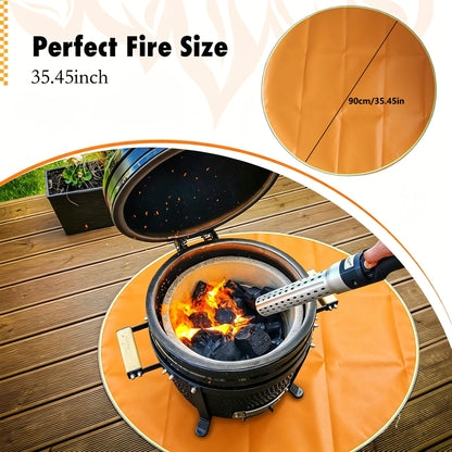 35.4'' Fire Pit Mat for Solo Stove Bonfire, Fireproof Under Grill Mat Deck Patio Protector Pad, Round BBQ Mat for Solo Stove