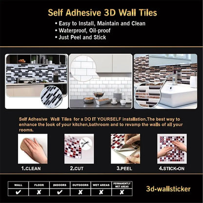 3D Grey Brick Durable DIY Wall Sticker Waterproof Removable Home Decor Grey Brick 3D Wallpaper Kitchen