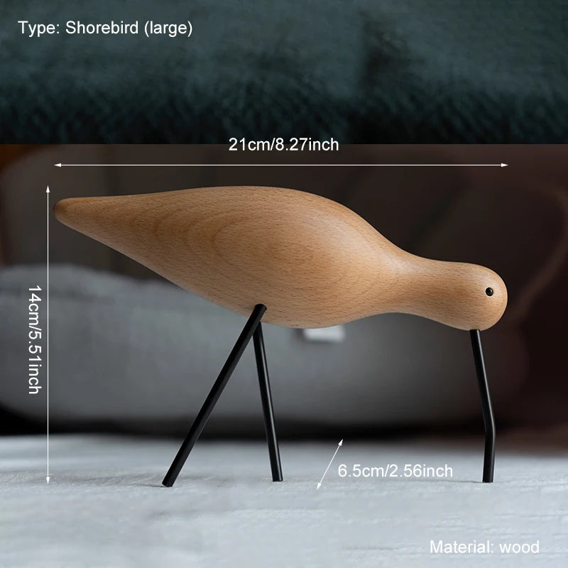 Nordic Style Wooden Short Bird Ornaments Creative Abstract Animal Statues Home Decor Bird Sculpture Living Room Desktop Crafts