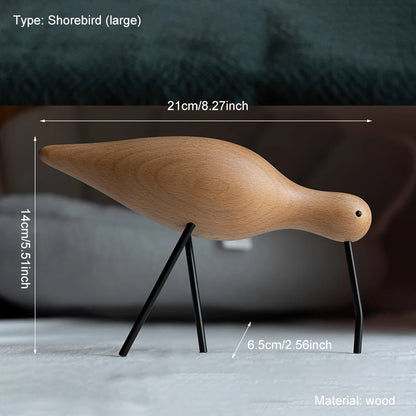 Nordic Style Wooden Short Bird Ornaments Creative Abstract Animal Statues Home Decor Bird Sculpture Living Room Desktop Crafts