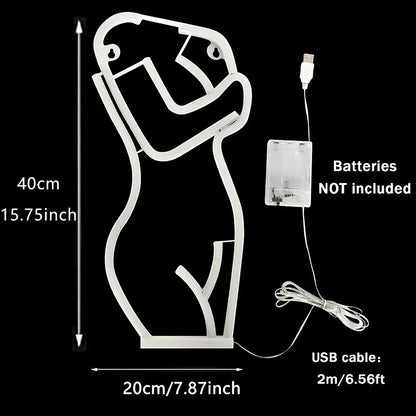 Women's contoured LED neon lights USB or battery powered bedroom walls, bar club studios, game rooms, birthday party decorations