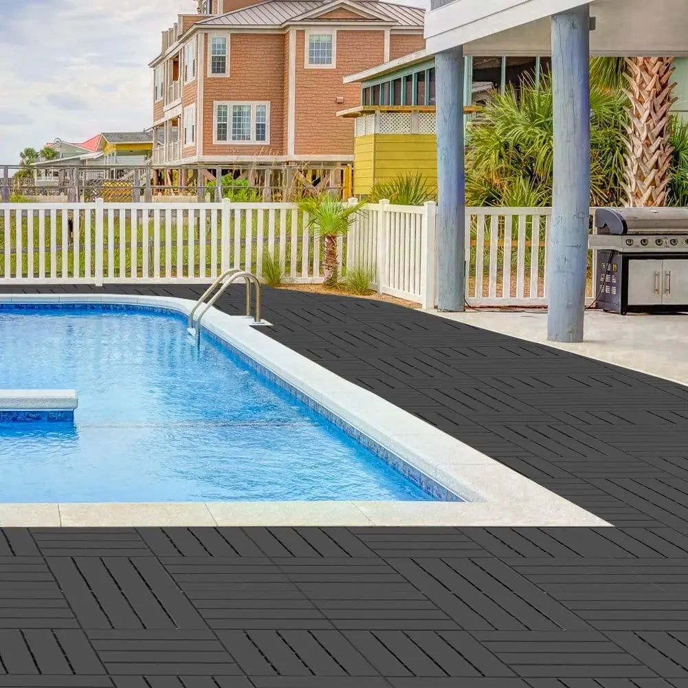 Plastic Interlocking Deck Tiles (44 Pack) – 12"x12" Waterproof Outdoor Patio Flooring, All-Weather Use, Slip-Resistant PP Deckin
