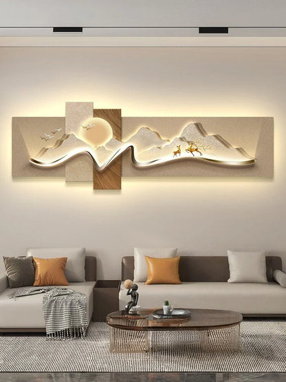 Modern Luxury Led Living Room Decoration Painting Background Wall Mural Simple High-End Banner Hanging Painting Home Appliance