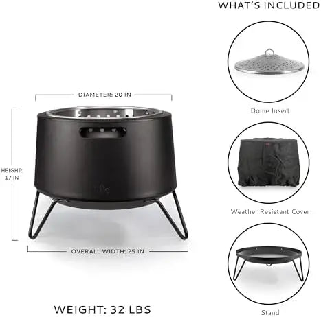 Smokel Fire Pit 20-Inch – Portable Outdoor Wood Burning Fire Pit for Patio, Backyard & Camping, Stainl Steel, Removable