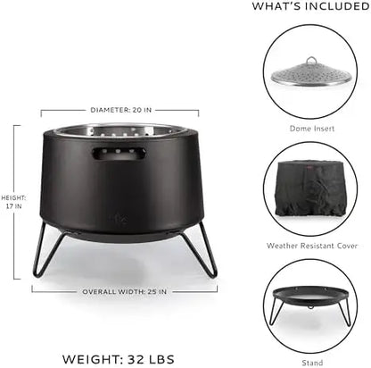 Smokel Fire Pit 20-Inch – Portable Outdoor Wood Burning Fire Pit for Patio, Backyard & Camping, Stainl Steel, Removable