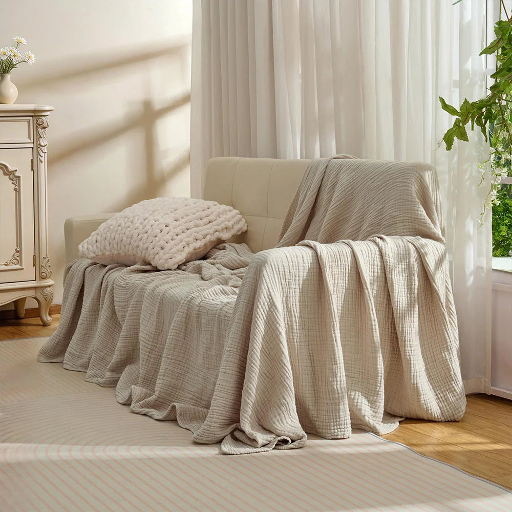 6 Layers Cotton Muslin Blankets Lightweight Cotton Throw Cooling Soft Throw Blanket for Year-Round Comfort Breathable Bedspread