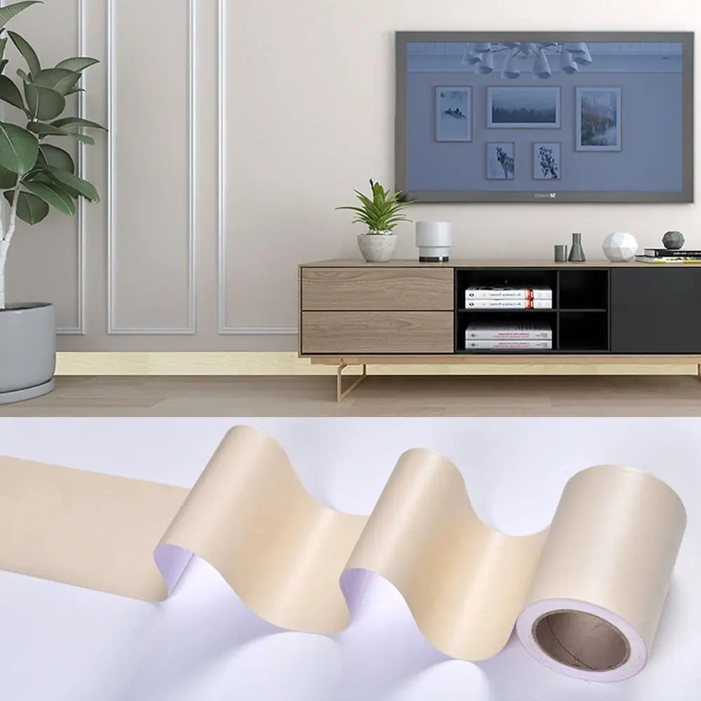 10M/Roll Windowsill Waist Line Wallpaper Waterproof Wood Grain Wall Border Sticker Self-adhesive Door Frame Waveguide Line