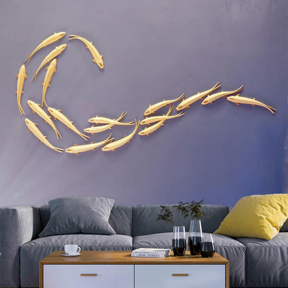 Living Room Background Wall Creative Decoration Wall Hanging Dining Room Wall Decoration Hanging Fish
